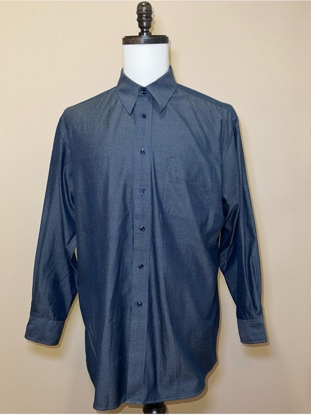 Club Room Men's Navy Blue Long-Sleeve Dress Shirt
